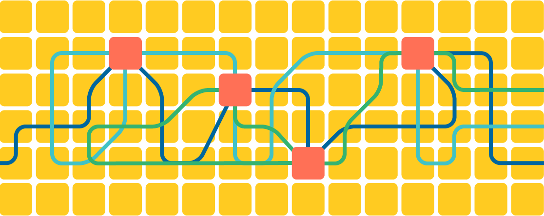 subway style graphic with connected lines