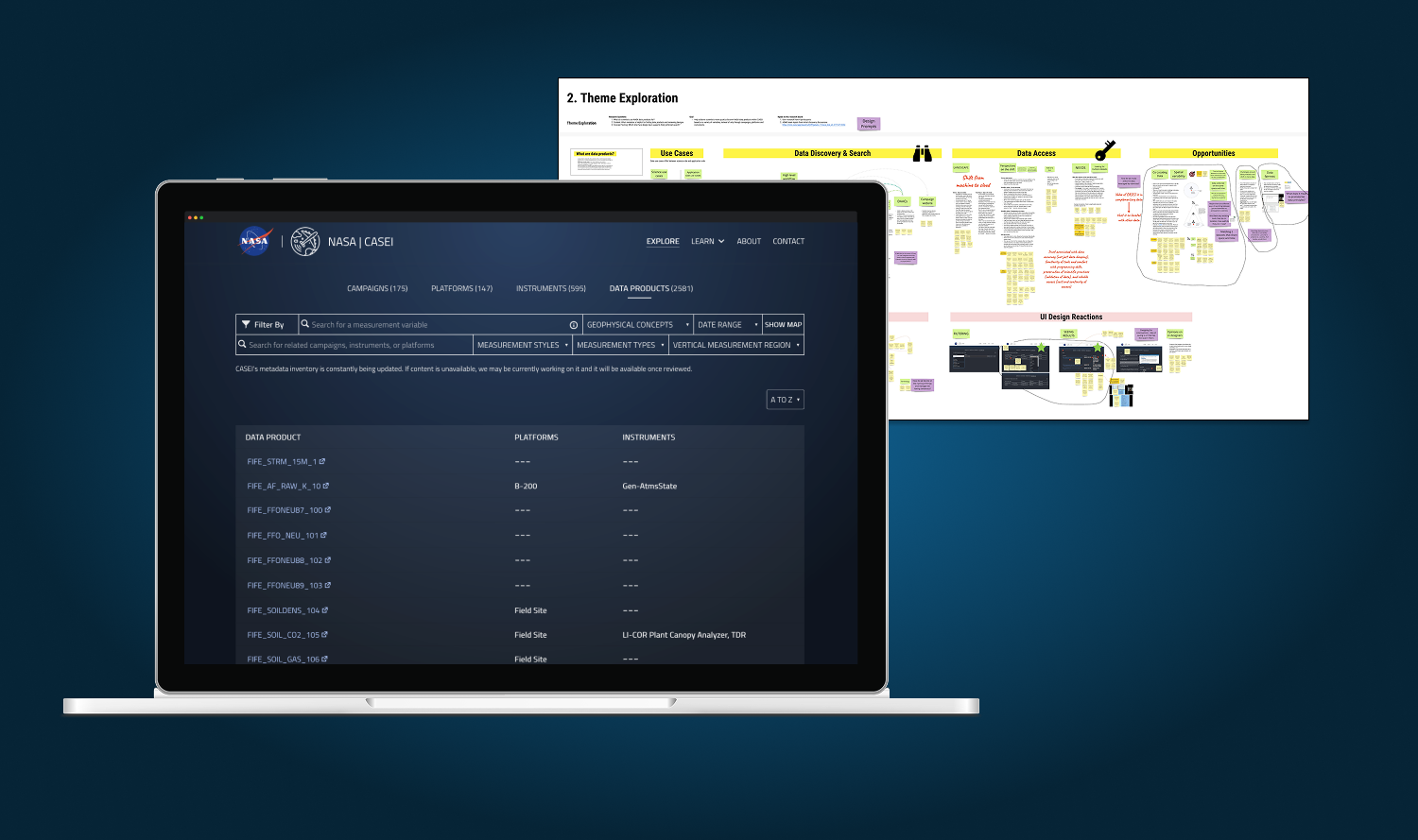 table of search results