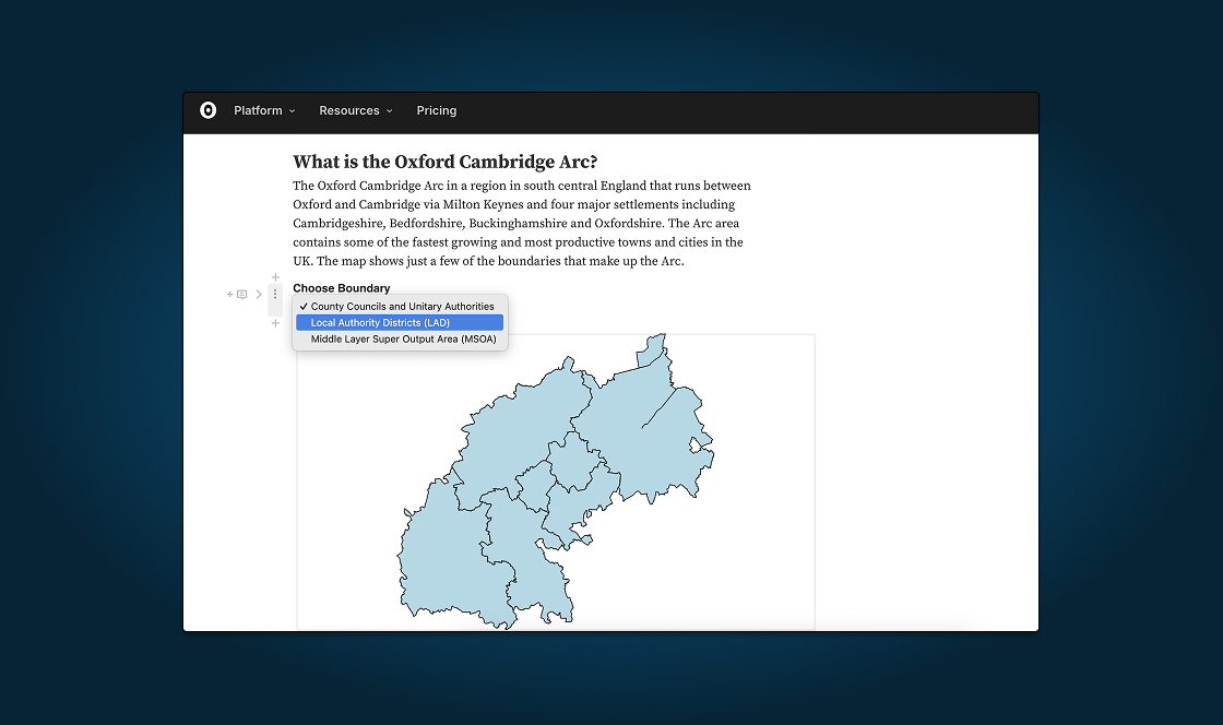 screenshot from online website prototype